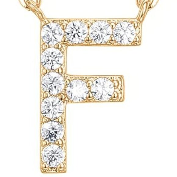 14K Yellow Gold Initial Necklace Letter Dainty Diamond Gift Present A - O - Picture 7 of 16